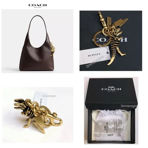 NWT COACH SMALL REXY SKELETON Brass Tone Bag Charm/Keychain - Picture 2 of 7